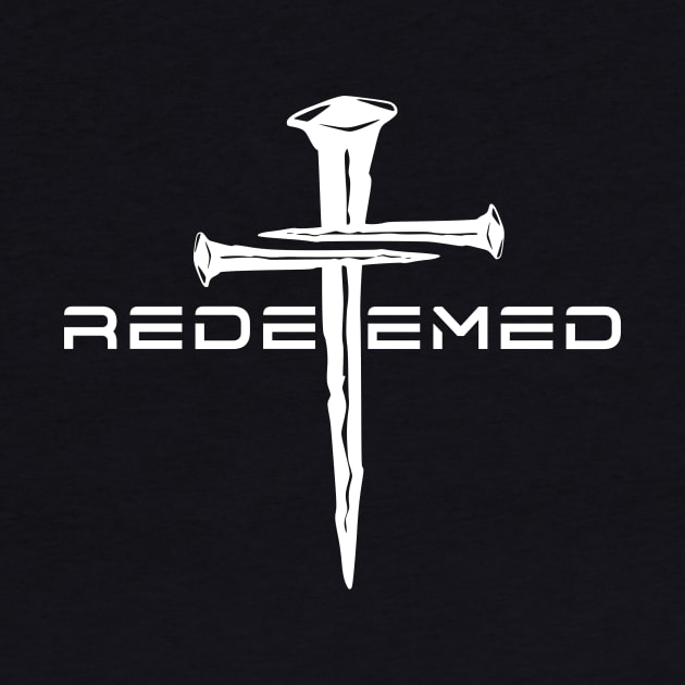 Redeemed White 3 Nail Cross, Unisex Christian Cotton T-Shirt, Stylish White Imagery, Trendy Spiritual Shirt, Christian Apparel, Comy, Soft by Yendarg Productions